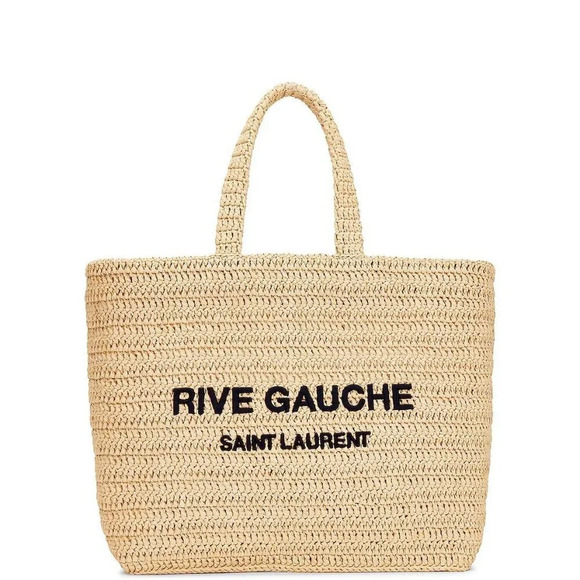 SAINT LAURENT Supple Rive Gauche Tote Bag in Natural & Deep Marine New Womens - Picture 1 of 16
